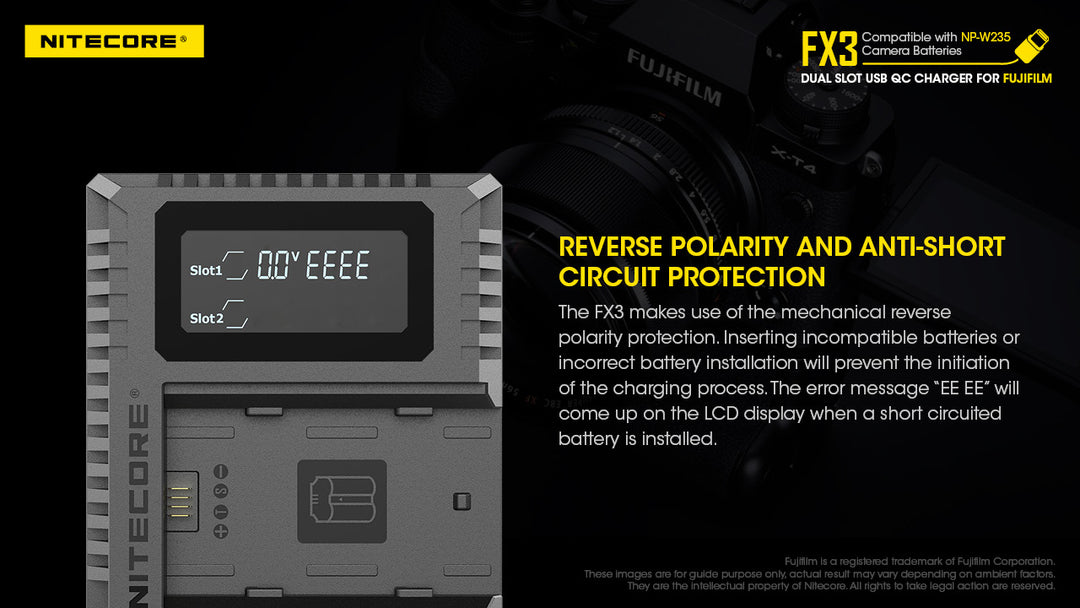 FX3 (Fujifilm NP-W235) Dual-Slot Battery Charger