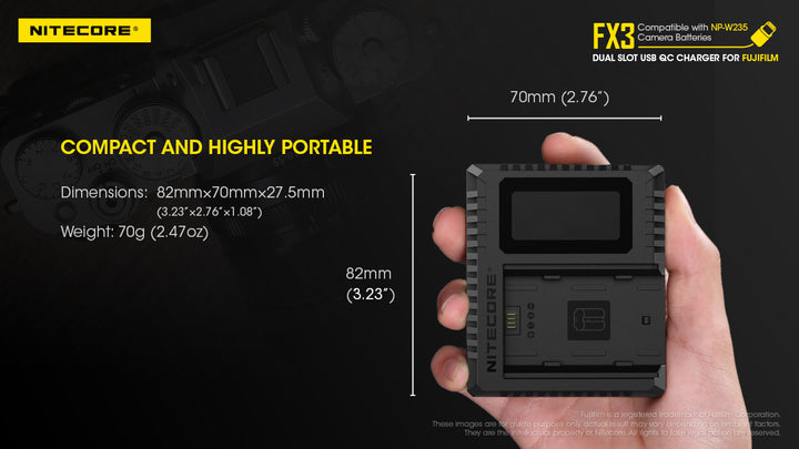 FX3 (Fujifilm NP-W235) Dual-Slot Battery Charger