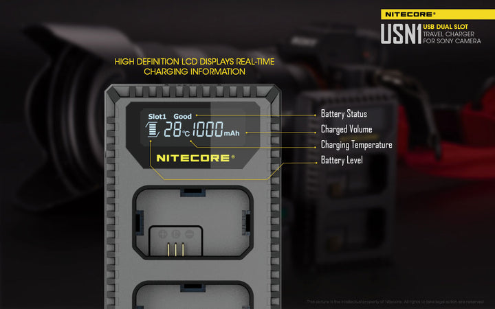 USN1 (Sony NP-FW50) Dual-Slot Battery Charger