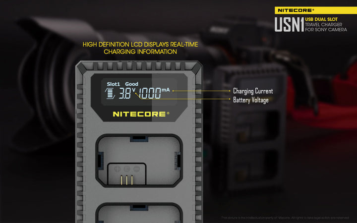 USN1 (Sony NP-FW50) Dual-Slot Battery Charger