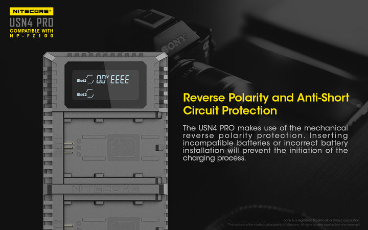 USN4 PRO (Sony NP-FZ100) Dual-Slot Battery Charger