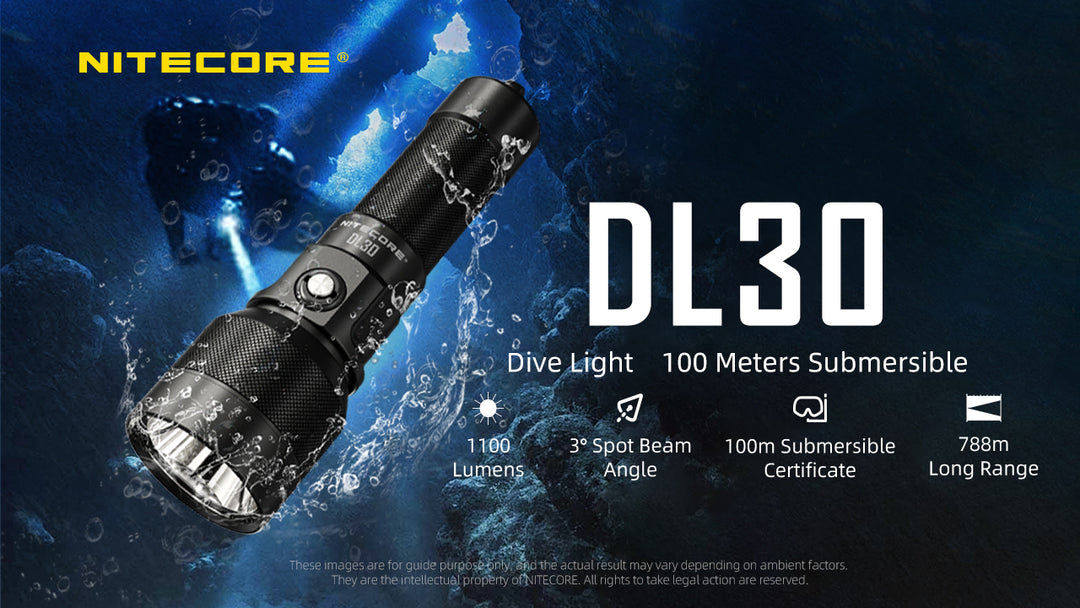 DL30 - 1100 lumens (100m Depth Diving Light)