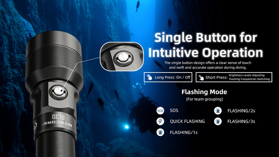 DL30 - 1100 lumens (100m Depth Diving Light)